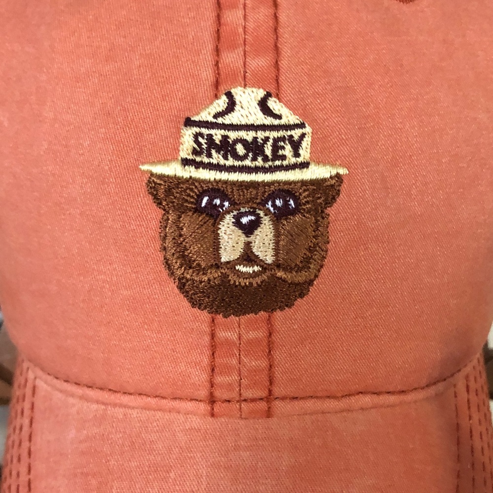 NWT MAD Engine Women’s Smokey The Bear Hat/Cap w: Embroidered Flowers